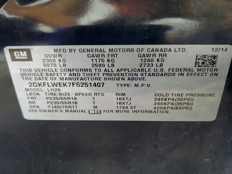 60939616 :رقم المزاد ، 2GKFLWEK7F6251407 vin ، 2015 Gmc Terrain مزاد بيع