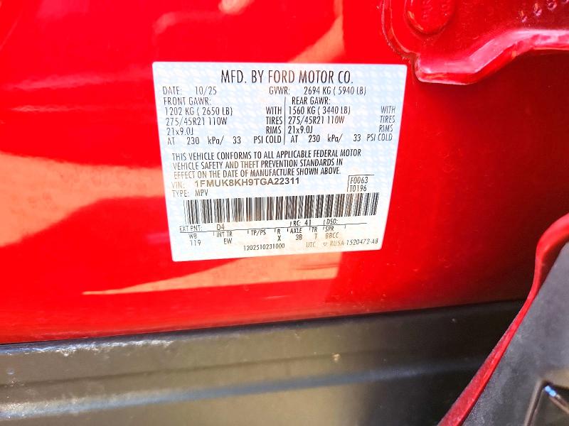 2026 Ford Explorer მანქანა იყიდება აუქციონზე, vin: 1FMUK8KH9TGA22311, აუქციონის ნომერი: 62488186