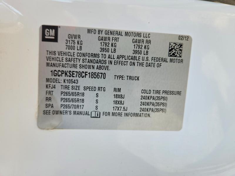 Продажа на аукционе авто 2012 Chevrolet Silverado, vin: 1GCPKSE78CF185670, номер лота: 62586426
