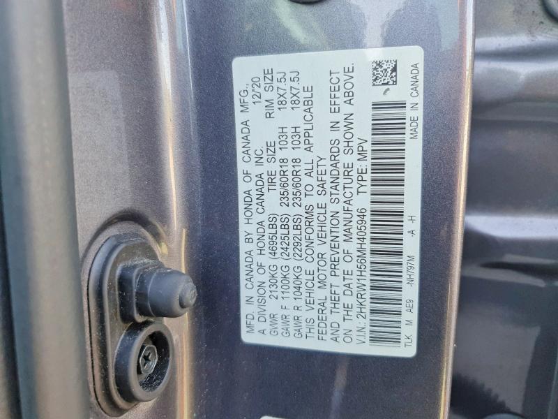 Продажа на аукционе авто 2021 Honda Cr-v, vin: 2HKRW1H56MH405946, номер лота: 61522846