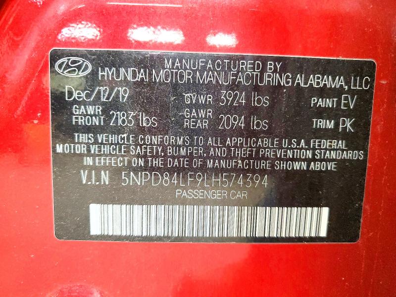 Продажа на аукционе авто 2020 Hyundai Elantra, vin: 5NPD84LF9LH574394, номер лота: 61559236