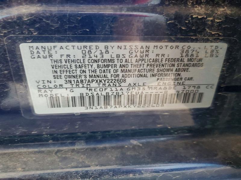 Aukcja sprzedaży 2019 Nissan Sentra, vin: 3N1AB7APXKY222608, numer aukcji: 60449006