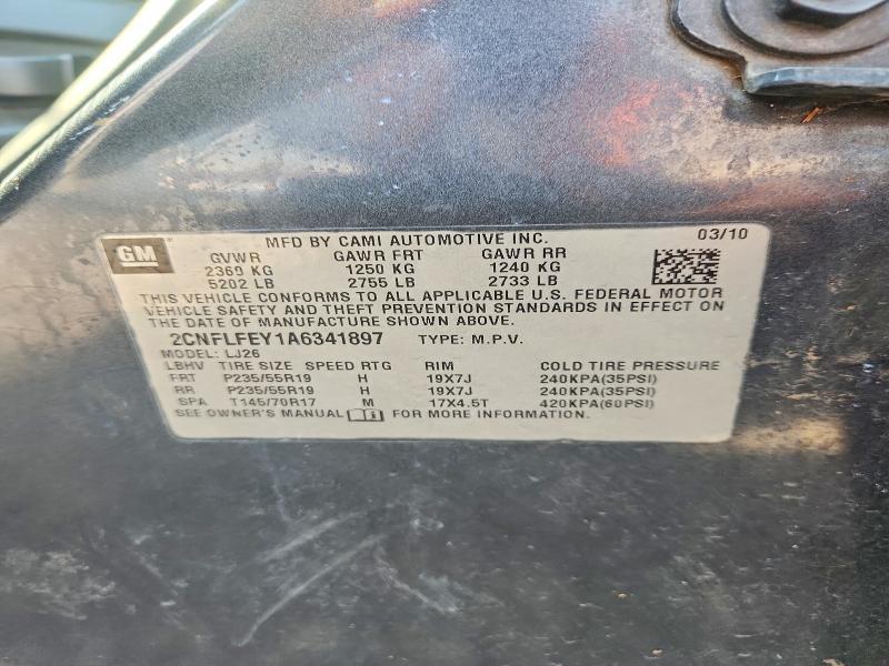 2010 Chevrolet Equinox მანქანა იყიდება აუქციონზე, vin: 2CNFLFEY1A6341897, აუქციონის ნომერი: 62882586
