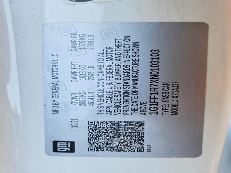 Продажа на аукционе авто 2022 Chevrolet Camaro, vin: 1G1FF1R7XN0103103, номер лота: 60975316