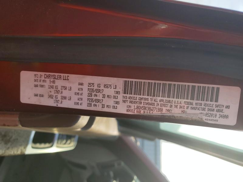 63208886 :رقم المزاد ، 1J8GN58K38W271980 vin ، 2008 Jeep Liberty مزاد بيع