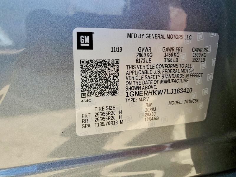 62217286 :رقم المزاد ، 1GNERHKW7LJ163410 vin ، 2020 Chevrolet Traverse مزاد بيع