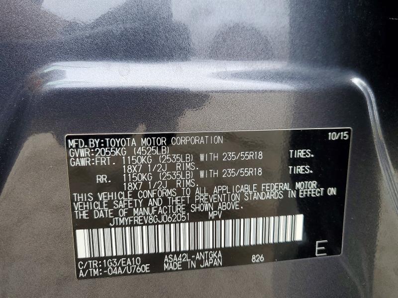 Aukcja sprzedaży 2016 Toyota Rav4, vin: JTMYFREV8GJ062051, numer aukcji: 60522466