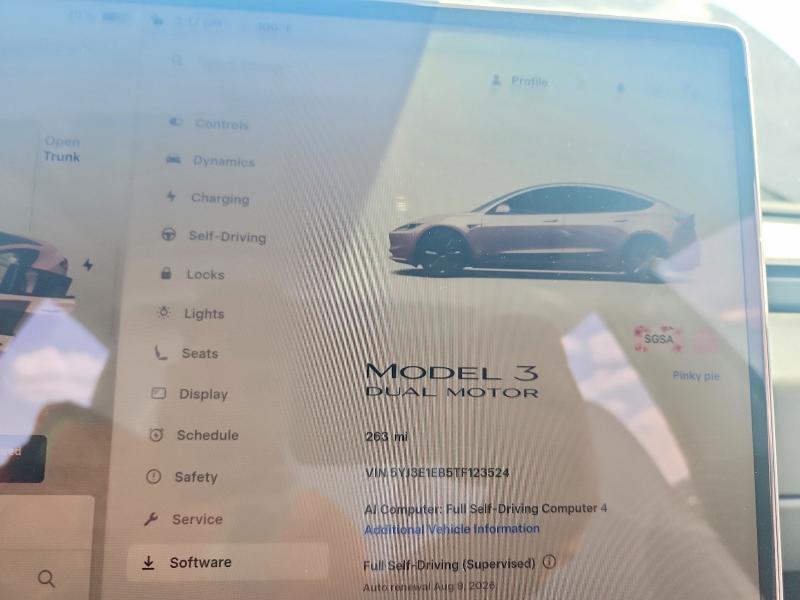 61389106 :رقم المزاد ، 5YJ3E1EB5TF123524 vin ، 2026 Tesla Model 3 مزاد بيع