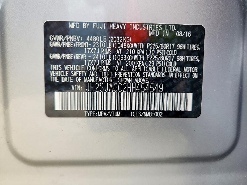 59906976 :رقم المزاد ، JF2SJAGC2HH454549 vin ، 2017 Subaru Forester مزاد بيع