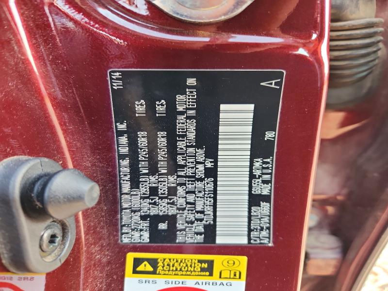 Aukcja sprzedaży 2015 Toyota Highlander, vin: 5TDJKRFH5FS110676, numer aukcji: 60941756