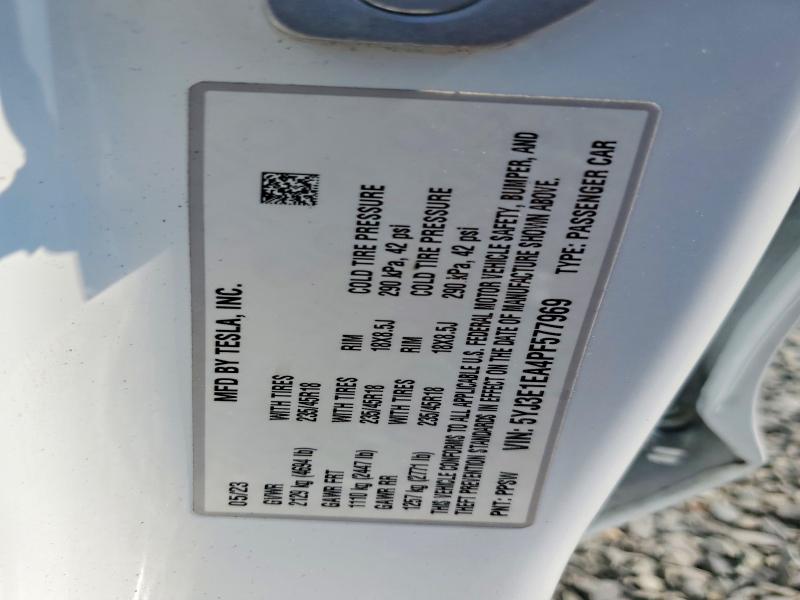 2023 Tesla Model 3 მანქანა იყიდება აუქციონზე, vin: 5YJ3E1EA4PF577969, აუქციონის ნომერი: 62118016