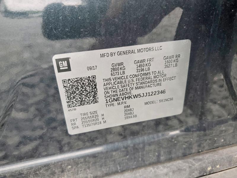 Продажа на аукционе авто 2018 Chevrolet Traverse, vin: 1GNEVHKW5JJ122346, номер лота: 59661326