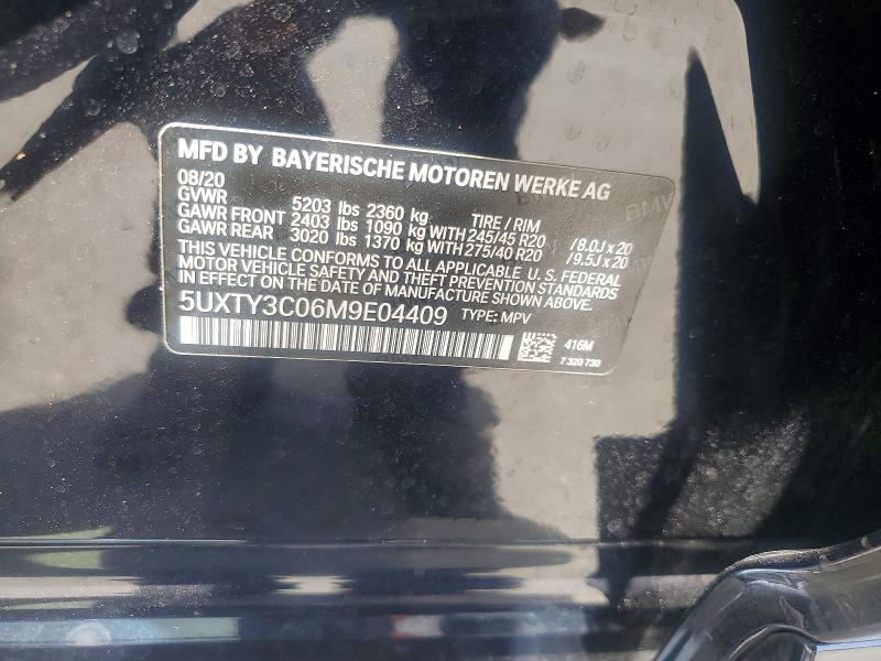 60155756 :رقم المزاد ، 5UXTY3C06M9E04409 vin ، 2021 Bmw X3 مزاد بيع