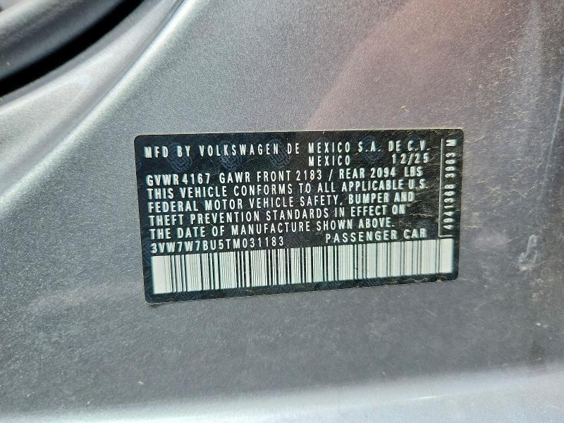 Aukcja sprzedaży 2026 Volkswagen Jetta, vin: 3VW7W7BU5TM031183, numer aukcji: 60479936