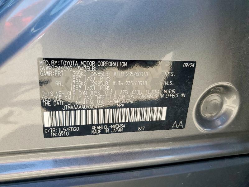 Aukcja sprzedaży 2024 Toyota Bz4x, vin: JTMAAAAA0RA047941, numer aukcji: 60093216