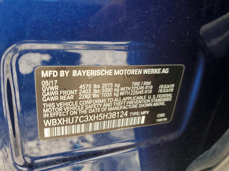 59793716 :رقم المزاد ، WBXHU7C3XH5H38124 vin ، 2017 Bmw X1 مزاد بيع