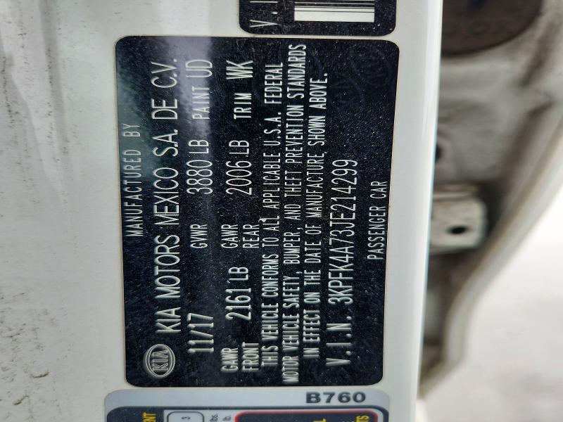 62450476 :رقم المزاد ، 3KPFK4A73JE214299 vin ، 2018 Kia Forte مزاد بيع