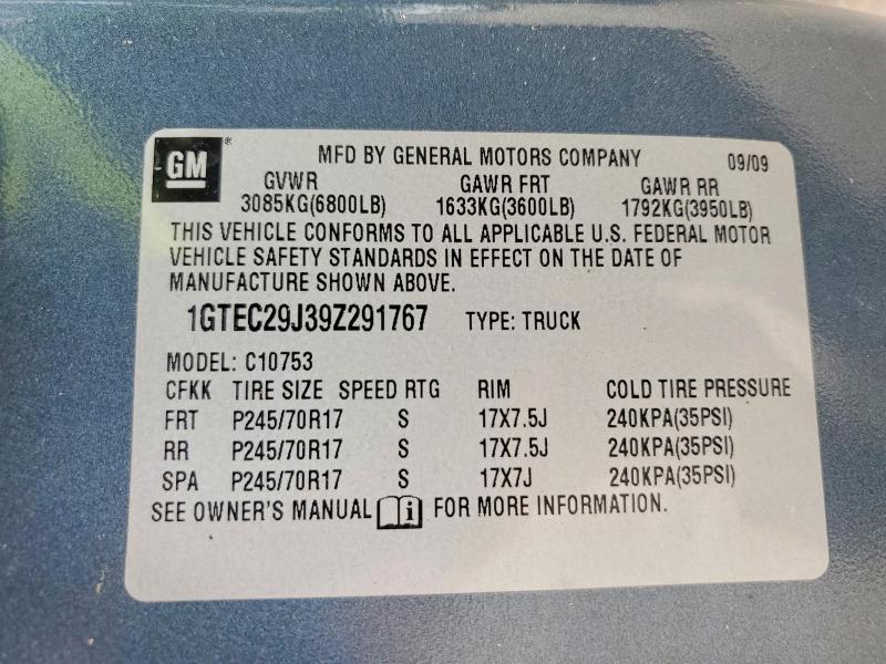 Aukcja sprzedaży 2009 Gmc Sierra, vin: 1GTEC29J39Z291767, numer aukcji: 62302976