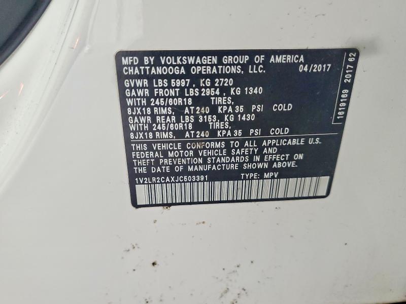 2018 Volkswagen Atlas მანქანა იყიდება აუქციონზე, vin: 1V2LR2CAXJC503391, აუქციონის ნომერი: 61002716