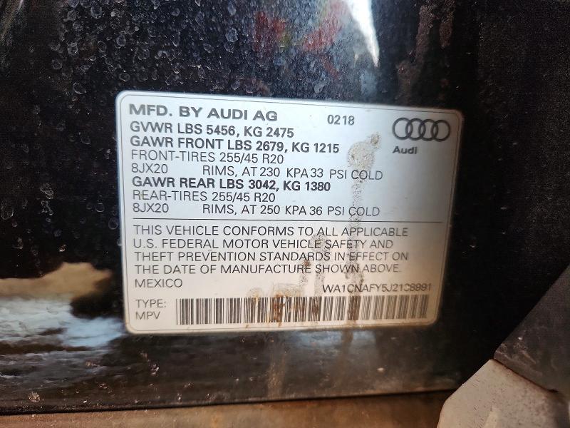 Aukcja sprzedaży 2018 Audi Q5, vin: WA1CNAFY5J2138991, numer aukcji: 62446586