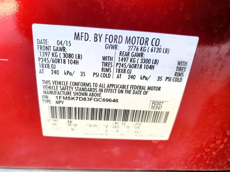 Продажа на аукционе авто 2015 Ford Explorer, vin: 1FM5K7D83FGC69646, номер лота: 59725376