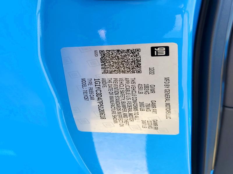 62078496 :رقم المزاد ، 1G1YC3D47P5120618 vin ، 2023 Chevrolet Corvette مزاد بيع