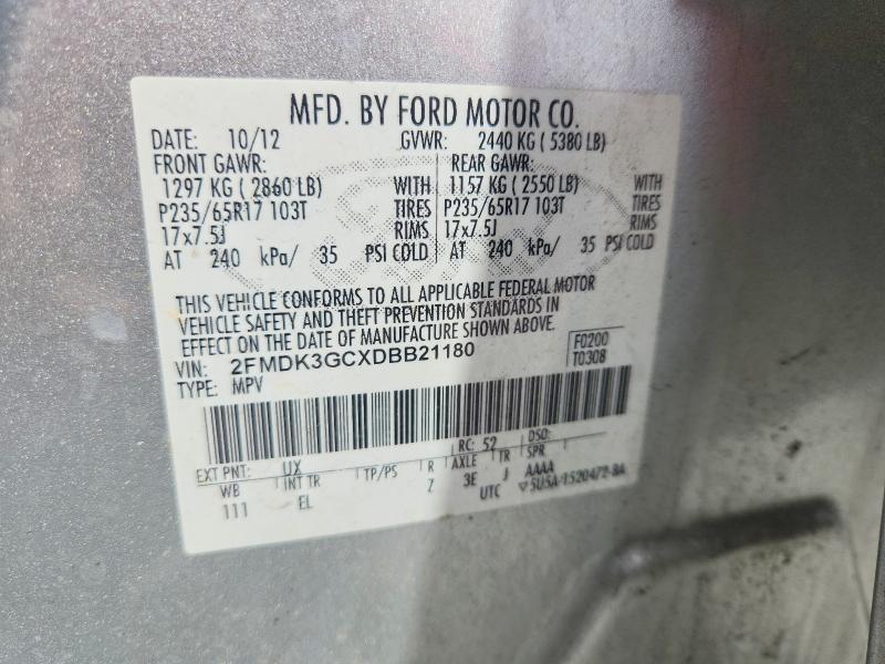Продаж на аукціоні авто 2013 Ford Edge, vin: 2FMDK3GCXDBB21180, номер лоту: 61963826