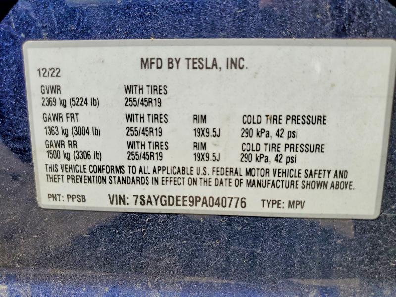 Продаж на аукціоні авто 2023 Tesla Model Y, vin: 7SAYGDEE9PA040776, номер лоту: 63521446