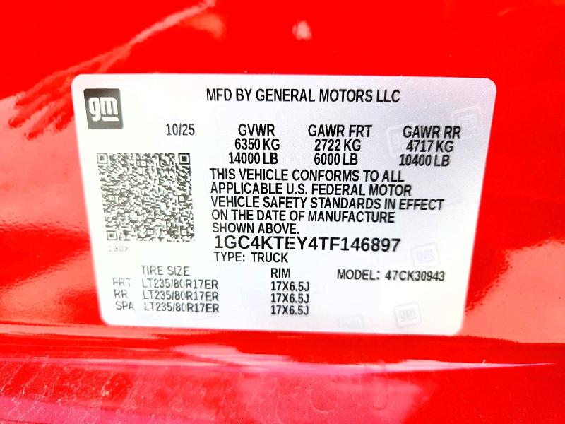 2026 Chevrolet Silverado მანქანა იყიდება აუქციონზე, vin: 1GC4KTEY4TF146897, აუქციონის ნომერი: 60190886