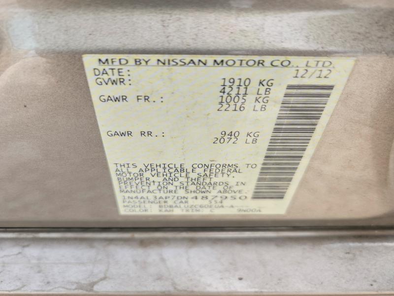 2013 Nissan Altima მანქანა იყიდება აუქციონზე, vin: 1N4AL3AP7DN487950, აუქციონის ნომერი: 63288526