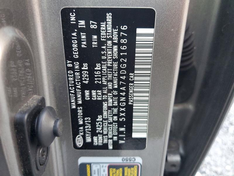 62936476 :رقم المزاد ، 5XXGN4A74DG216876 vin ، 2013 Kia Optima مزاد بيع