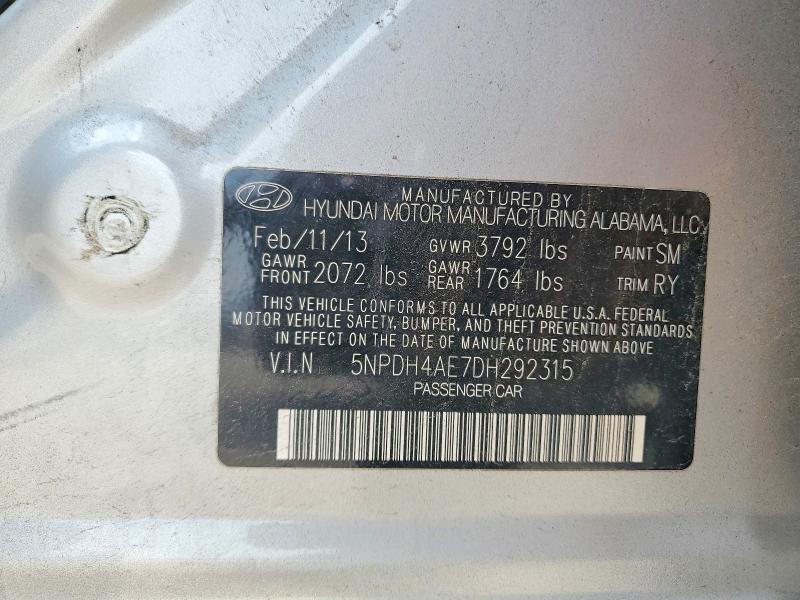 Продаж на аукціоні авто 2013 Hyundai Elantra, vin: 5NPDH4AE7DH292315, номер лоту: 61320696