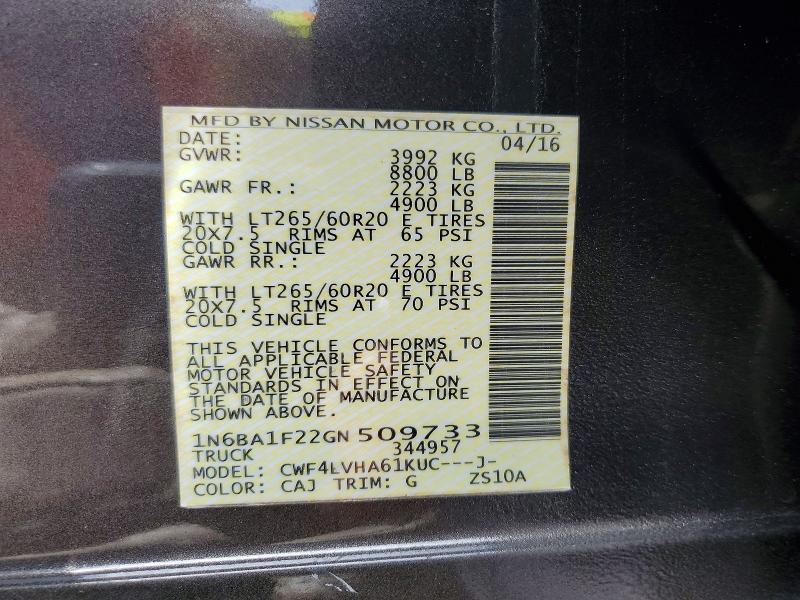 Продажа на аукционе авто 2016 Nissan Titan Xd, vin: 1N6BA1F22GN509733, номер лота: 60517966