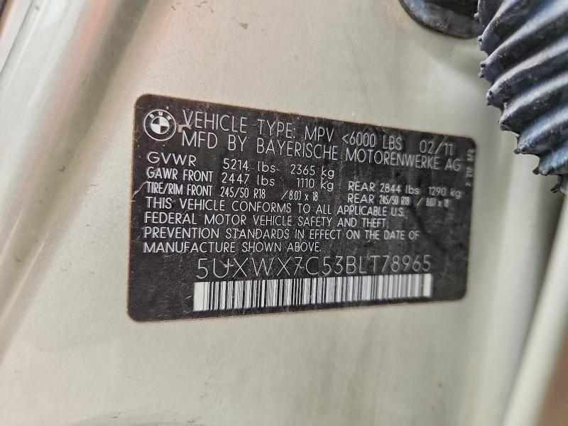 Продаж на аукціоні авто 2011 Bmw X3, vin: 5UXWX7C53BLT78965, номер лоту: 62621326