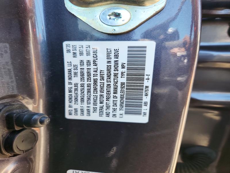 61416076 :رقم المزاد ، 7FARW2H8XLE019290 vin ، 2020 Honda Cr-v مزاد بيع
