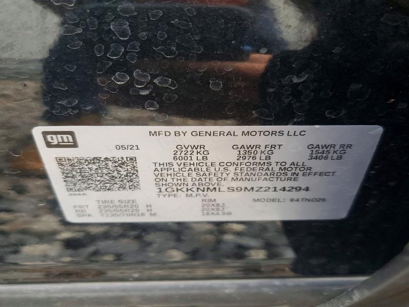 Aukcja sprzedaży 2021 Gmc Acadia, vin: 1GKKNMLS9MZ214294, numer aukcji: 61894156