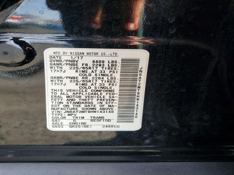 61019146 :رقم المزاد ، JN8AT2MT9HW143148 vin ، 2017 Nissan Rogue مزاد بيع