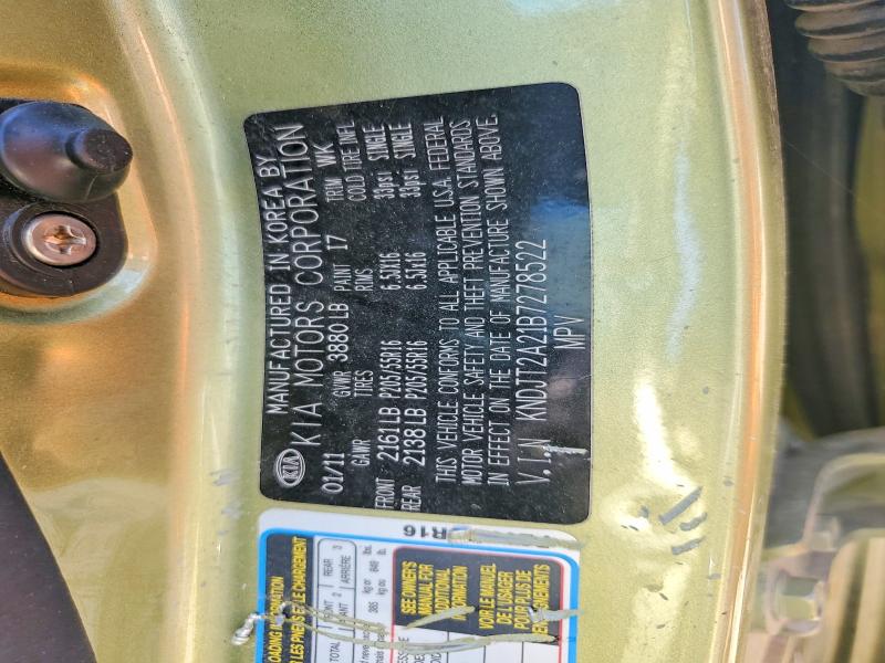61139816 :رقم المزاد ، KNDJT2A21B7278522 vin ، 2011 Kia Soul مزاد بيع