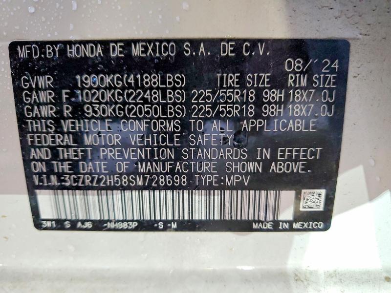 Aukcja sprzedaży 2025 Honda Hr-v, vin: 3CZRZ2H58SM728698, numer aukcji: 61732636