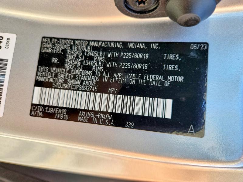 Aukcja sprzedaży 2023 Toyota Sienna, vin: 5TDJSKFC3PS093745, numer aukcji: 60306106