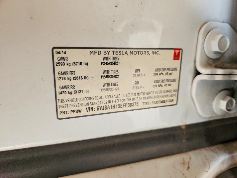 62457556 :رقم المزاد ، 5YJSA1H15EFP38376 vin ، 2014 Tesla Model S مزاد بيع