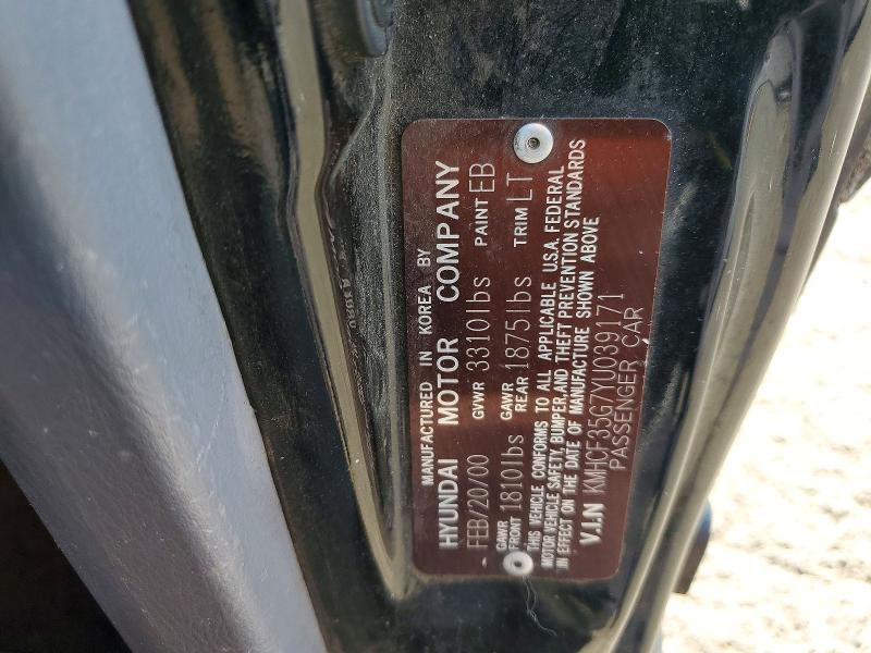 Aukcja sprzedaży 2000 Hyundai Accent, vin: KMHCF35G7YU039171, numer aukcji: 58983266