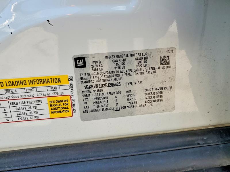 2014 Gmc Acadia მანქანა იყიდება აუქციონზე, vin: 1GKKVNED2EJ205425, აუქციონის ნომერი: 63184996