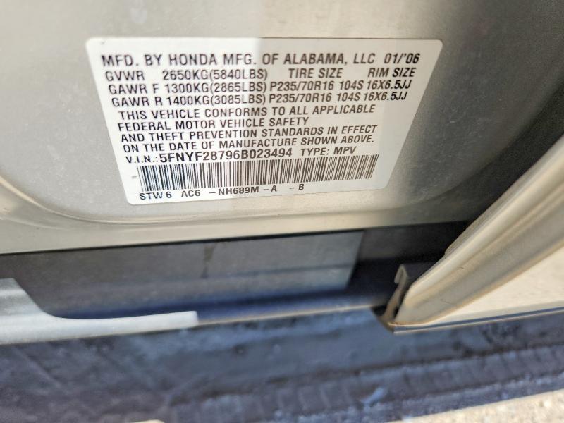 Aukcja sprzedaży 2006 Honda Pilot, vin: 5FNYF28796B023494, numer aukcji: 58433446