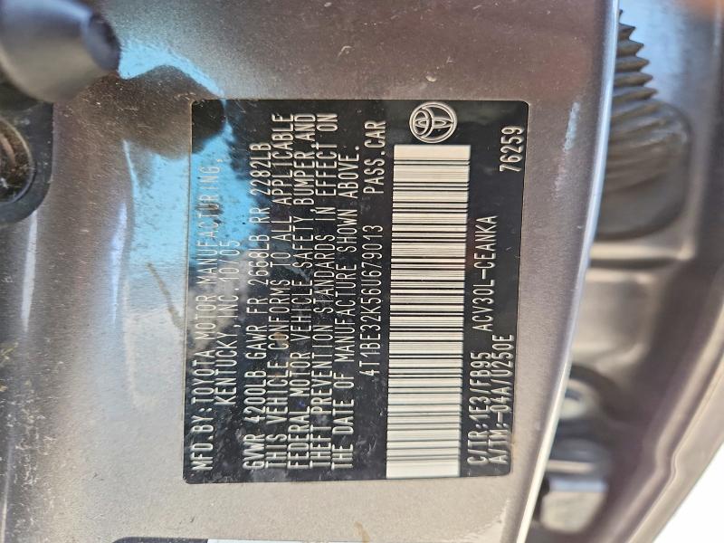 2006 Toyota Camry მანქანა იყიდება აუქციონზე, vin: 4T1BE32K56U679013, აუქციონის ნომერი: 63277736