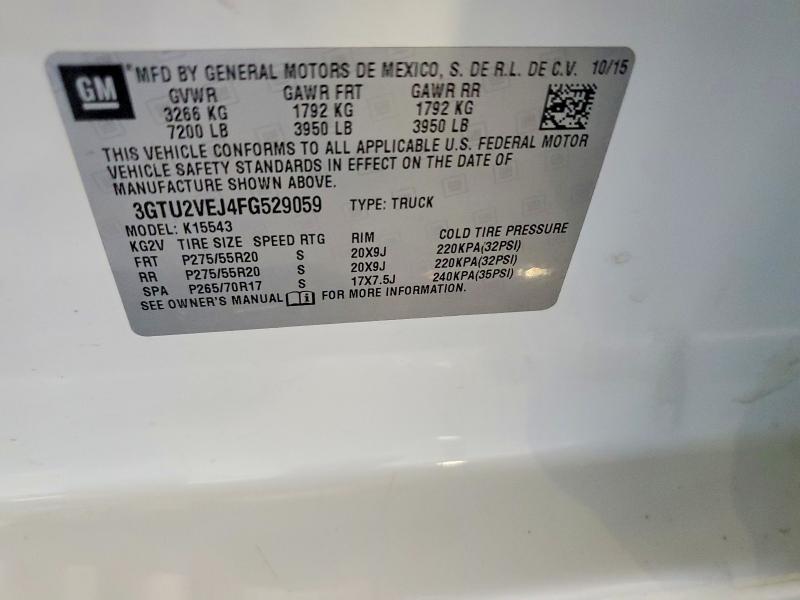 61121446 :رقم المزاد ، 3GTU2VEJ4FG529059 vin ، 2015 Gmc Sierra مزاد بيع