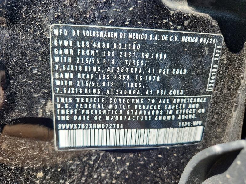 Aukcja sprzedaży 2024 Volkswagen Taos, vin: 3VVVX7B2XRM072764, numer aukcji: 60120366