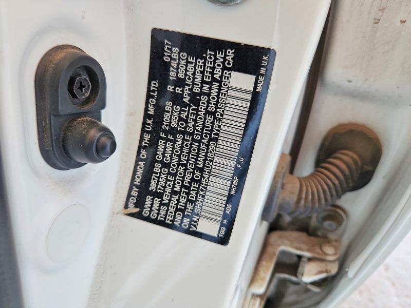 63374596 :رقم المزاد ، SHHFK7H54HU218290 vin ، 2017 Honda Civic مزاد بيع