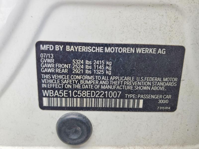 Aukcja sprzedaży 2014 Bmw Activehybrid 5, vin: WBA5E1C58ED221007, numer aukcji: 60823846