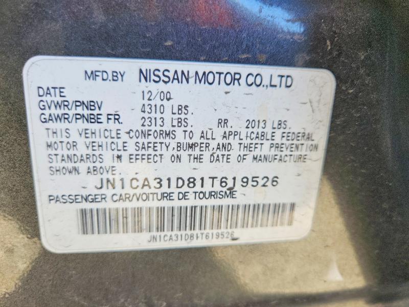 Продажа на аукционе авто 2001 Nissan Maxima, vin: JN1CA31D81T619526, номер лота: 62254906